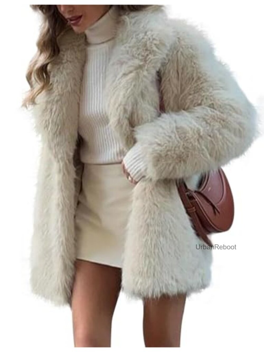 Faux Fur Coat Fluffy Fuzzy Jacket Winter Warm Long Sleeve Shawl Collar